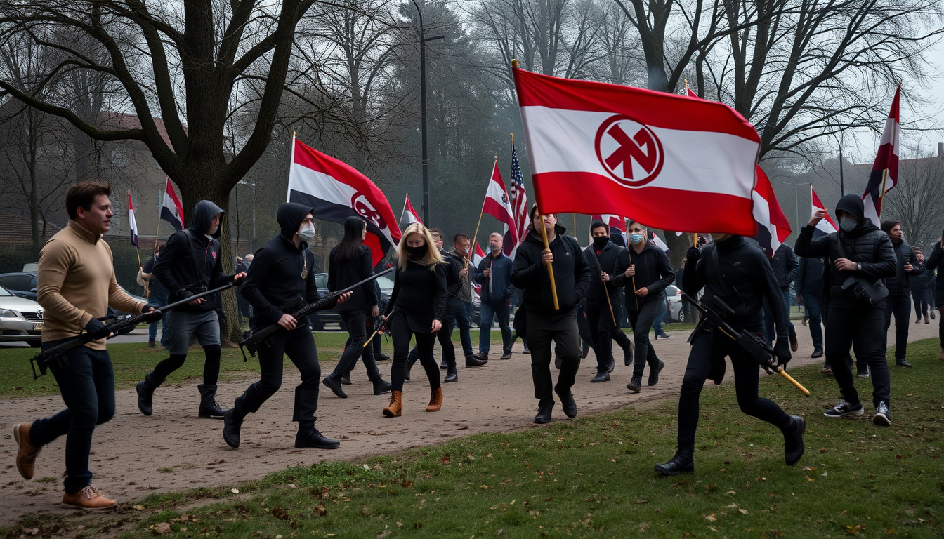 Main art studio: creame una imagen de una fake news que diga: noticia de ultima hora los therians se revelan y los nazis vuelven guardense en sus casas que la gente es