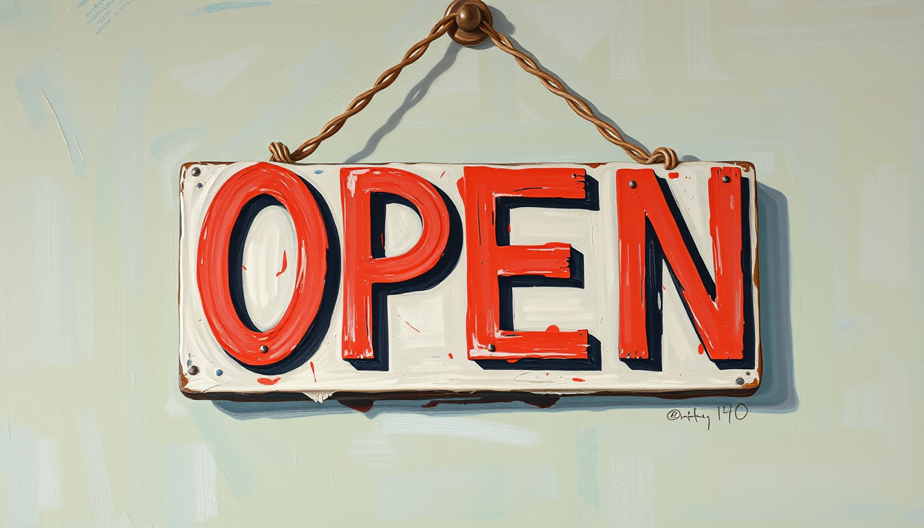 Main art studio: Oil painting open sign