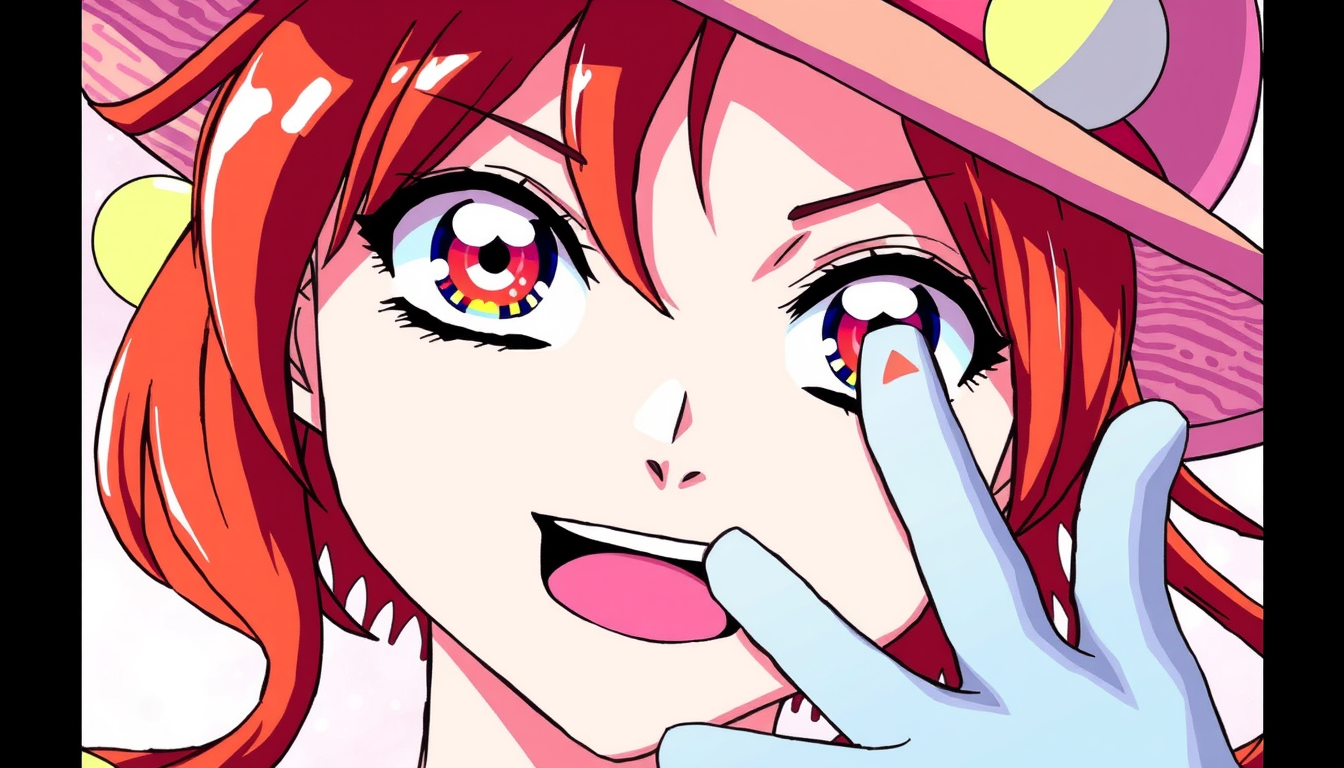 Anime idea: anime style, vibrant colors, expressive eyes, Nami from one piece , detailed anime illustration