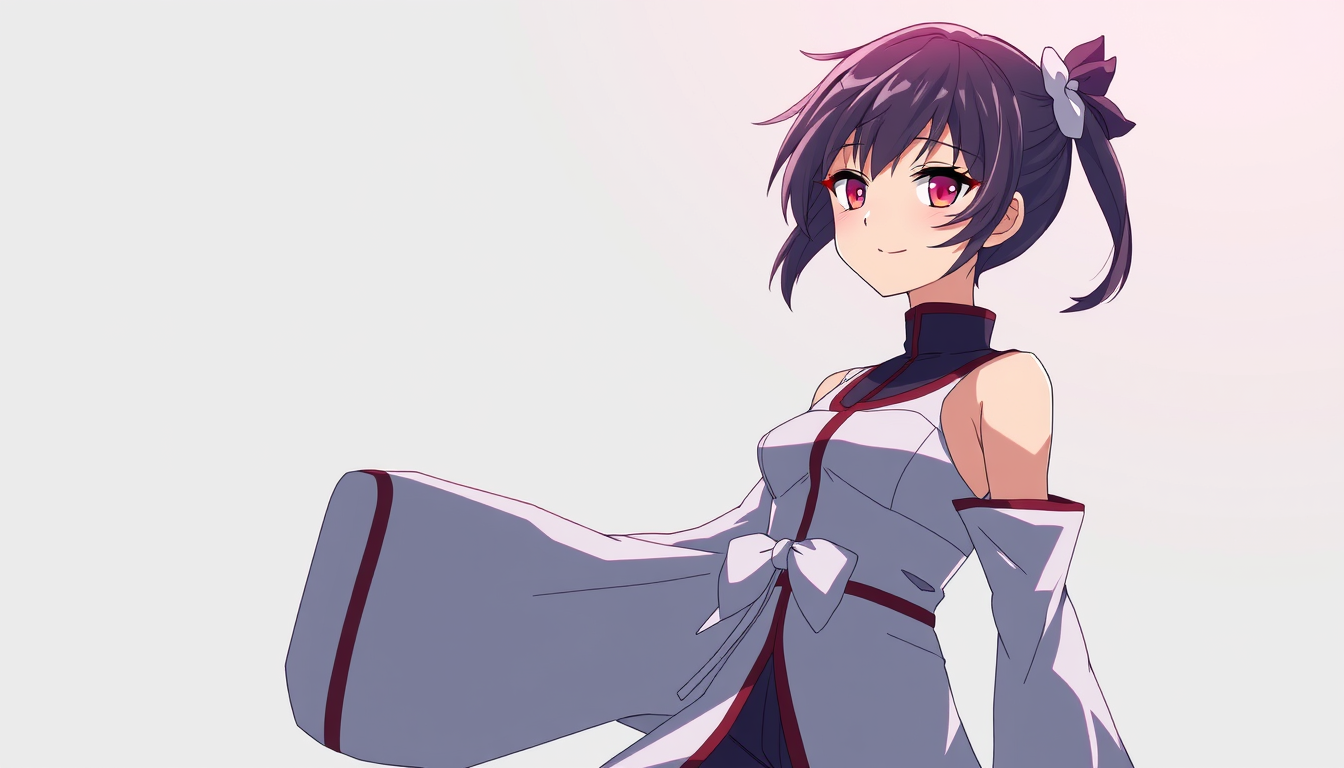 Anime Characters idea: an anime character with a legible silhouette, controlled costume language, and expressive face, deliberate composition, * 검은 머리,하늘색으로 이어지는 그라데이션 * 하늘색