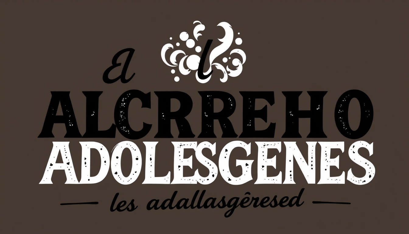 Word Art idea: decorative word art, stylized typography, artistic lettering, El alcohol en el cerebro de los adolescentes ✦ has que sea de colo negro en cursiva , bo