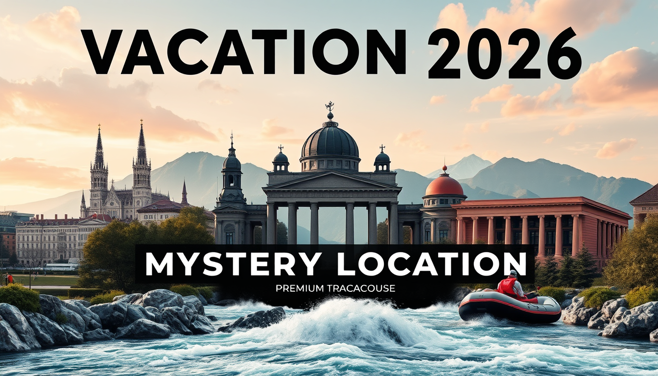 AI Art prompt example created from the prompt: Design a premium, cinematic travel poster titled "Vacation 2026". Feature the iconic landmarks of Munich, Bayrischzell, and Berlin, and clea
