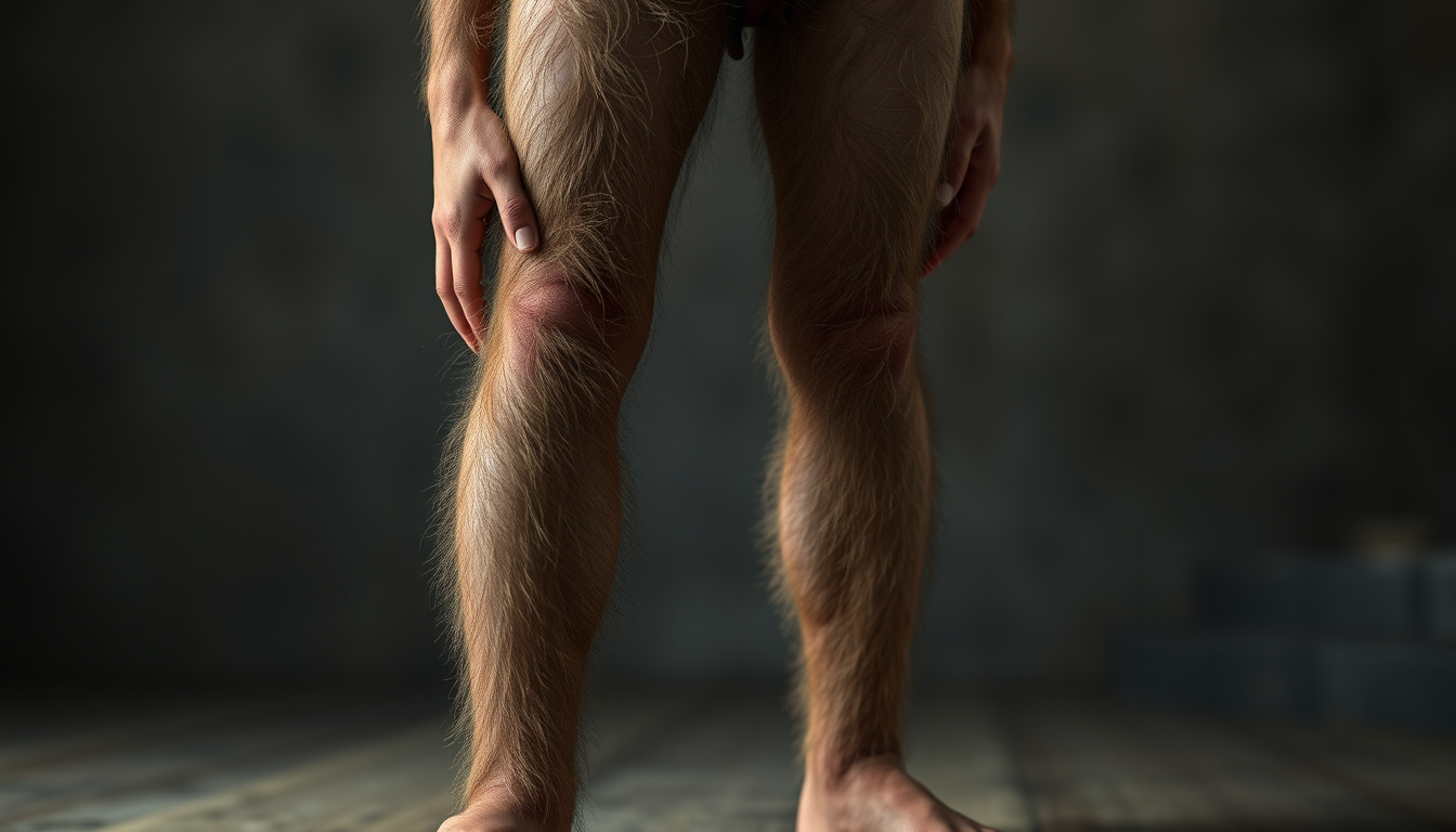 Realistic Images idea: photorealistic generated image, natural materials and skin texture, physically plausible lighting, very hairy body adolescent boy very hairy legs and 