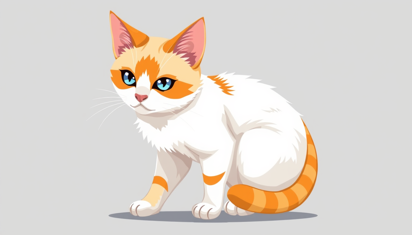 Sprites idea: a single readable game sprite with a controlled silhouette, palette, scale, and viewing angle, deliberate composition, red-point cat, white with orang