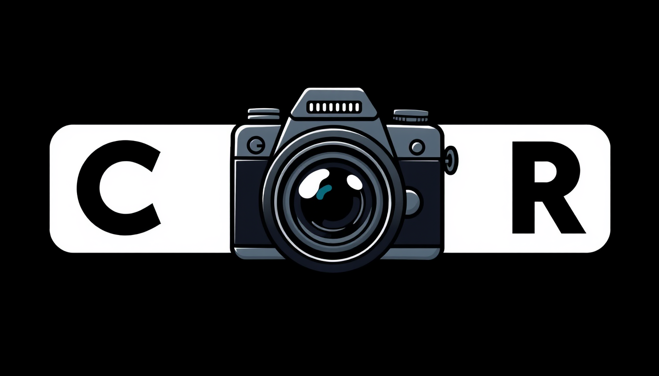 Main art studio: photography logo, 2D line art,