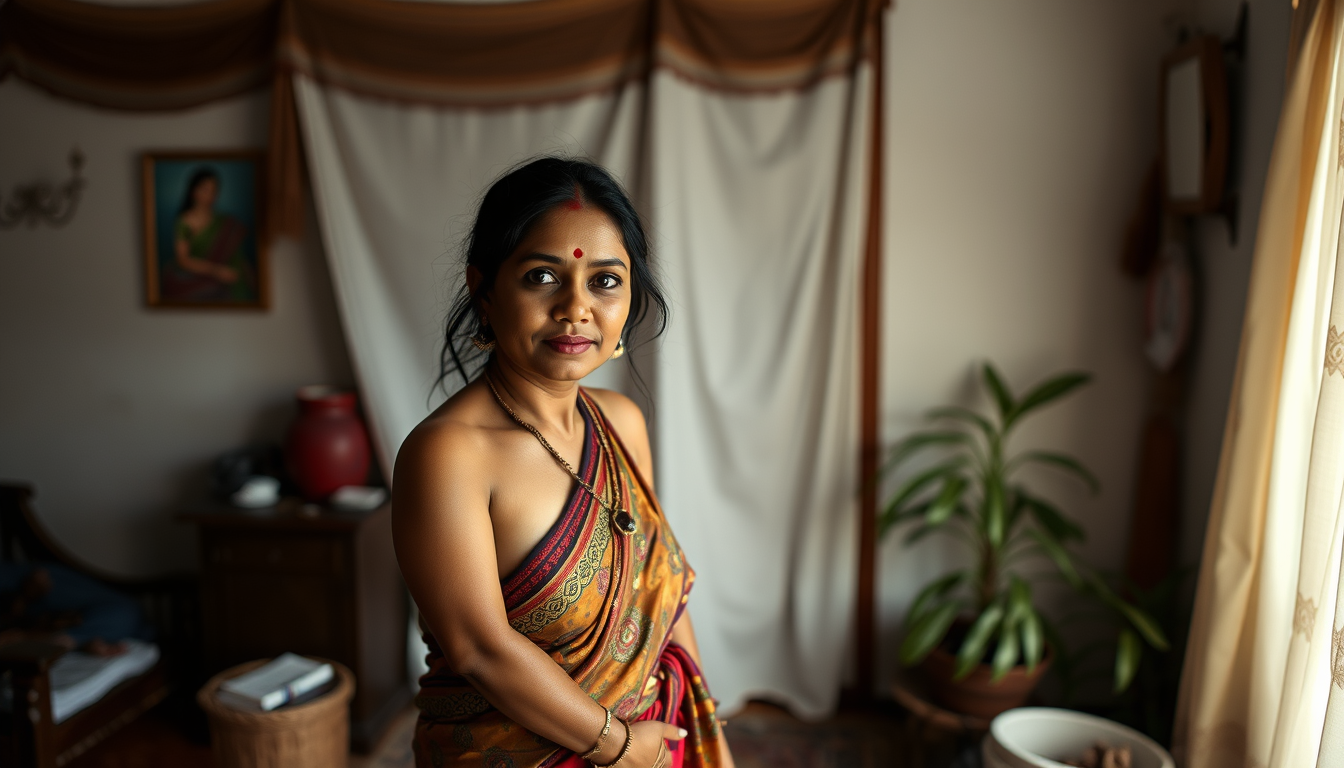 Main art studio: Indian Woman with no garments in a room