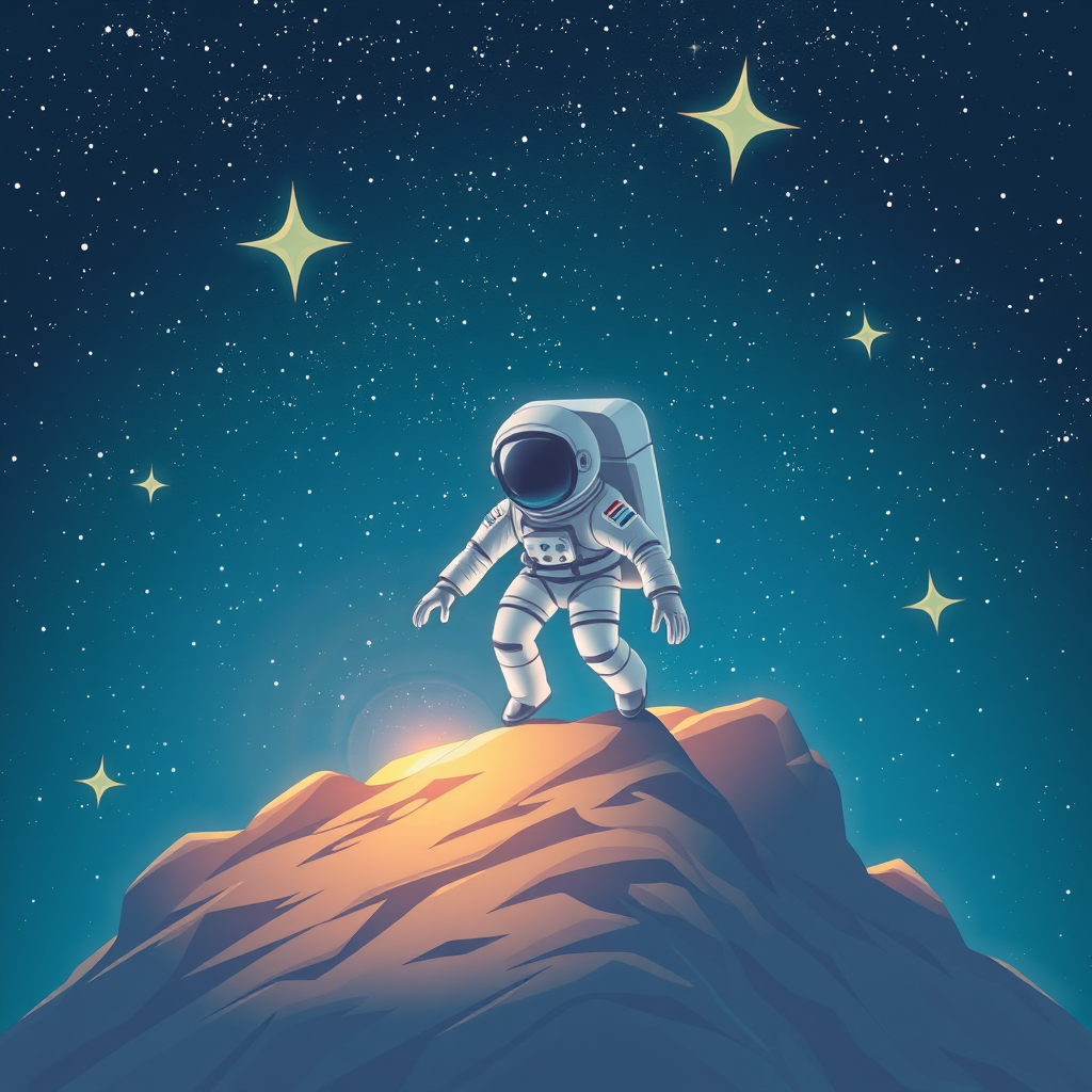 AI Art prompt example created from the prompt: astronaut in shining stars