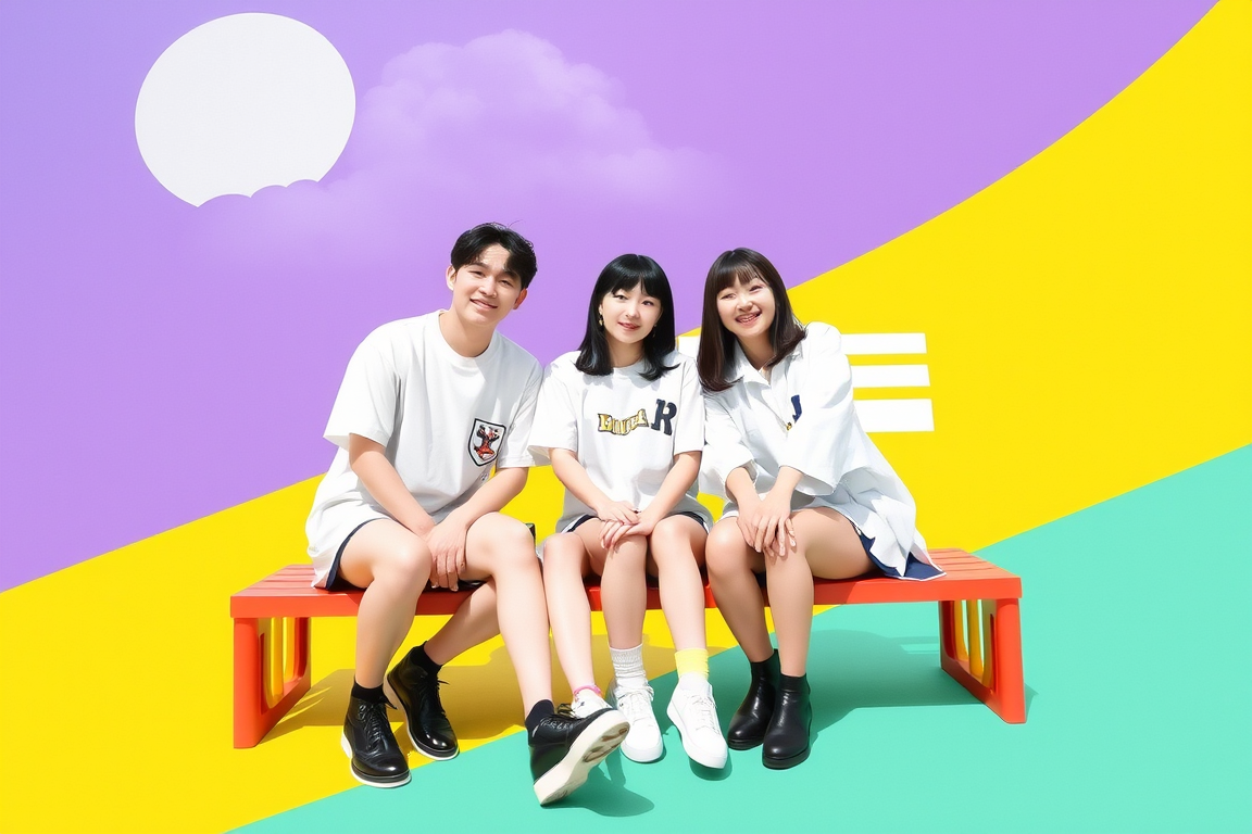 Main art studio: 5人組の韓国女性アイドルグループ。自信に満ちていて、強く堂々とした雰囲気。スタイリッシュでクールだが、洗練された女性らしさもある。黒、白、シルバーを中心としたモード系の衣装。5人が力強いポーズでカメラを見ている、暗めのスタジオで撮影されたK-POP公式コンセプト写真。