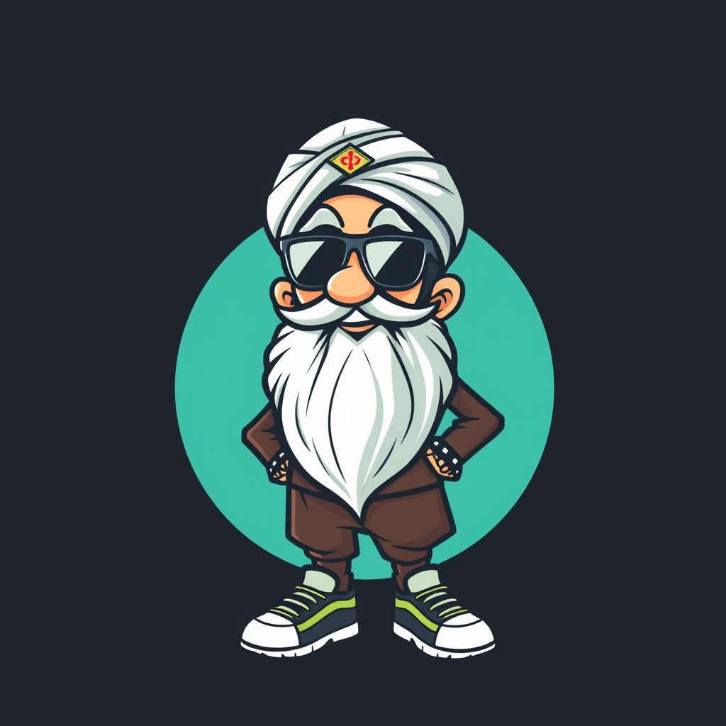 Main art studio: writing{variant=“standard” id=“61382”} Modern fun character logo for “روزک”: a famous historical Persian figure wearing trendy streetwear, sneakers an