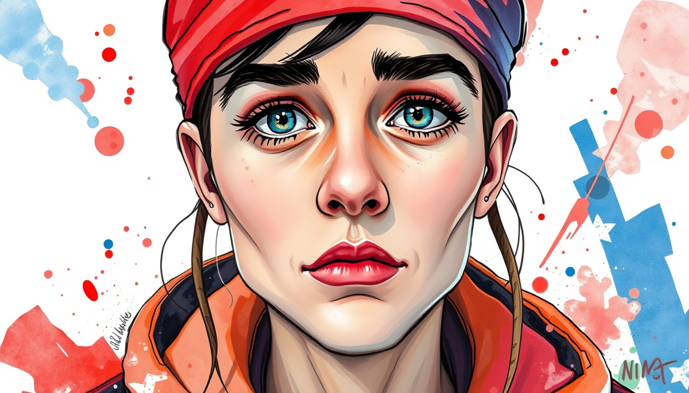 Main art studio: lightly exaggerated proportions, rich vivid colors, subtle watercolor texture, graffiti/sketchbook feel , include very fine details , materials and te