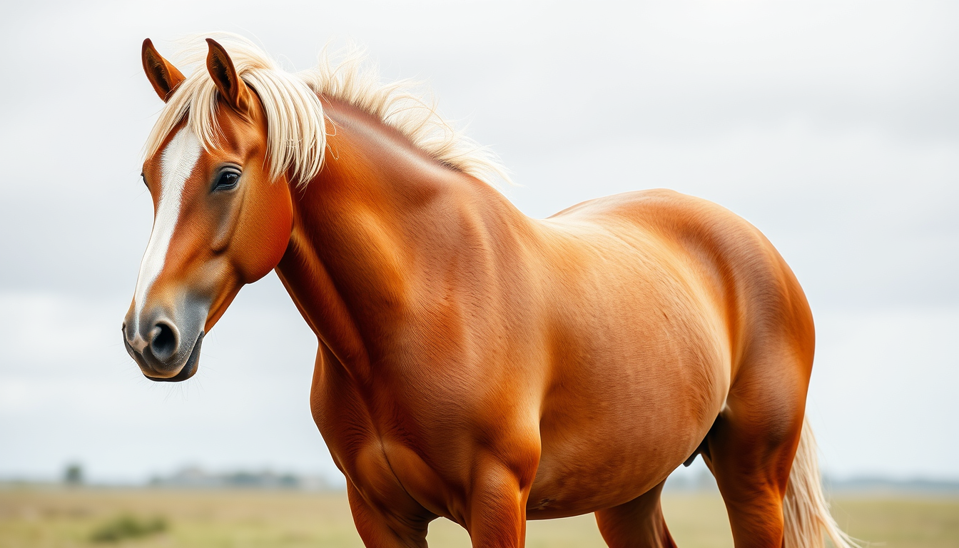 Main art studio: A red horse the whole body with a White snip like realistic its gonna be a beige backgrond