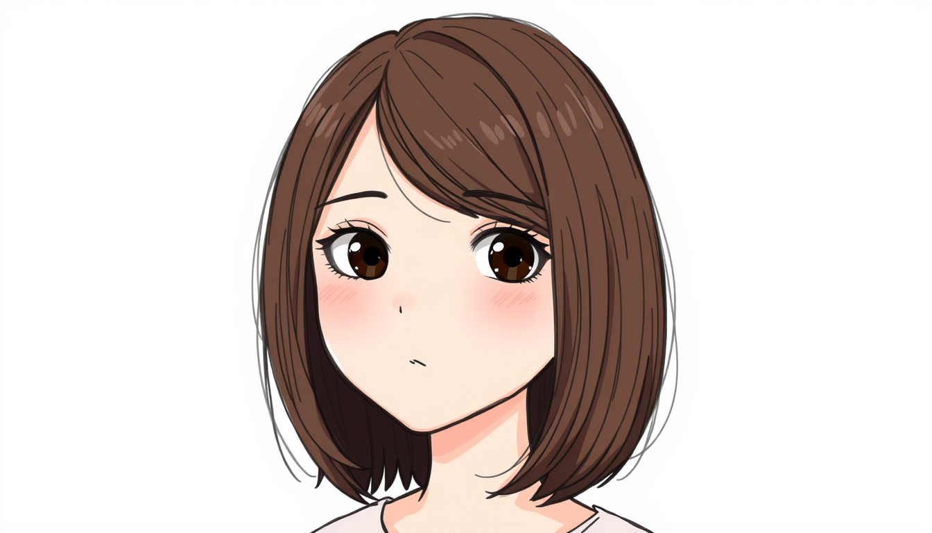 Main art studio: Make a girl with medium dark brown hair, round face, black eyes make that drawing