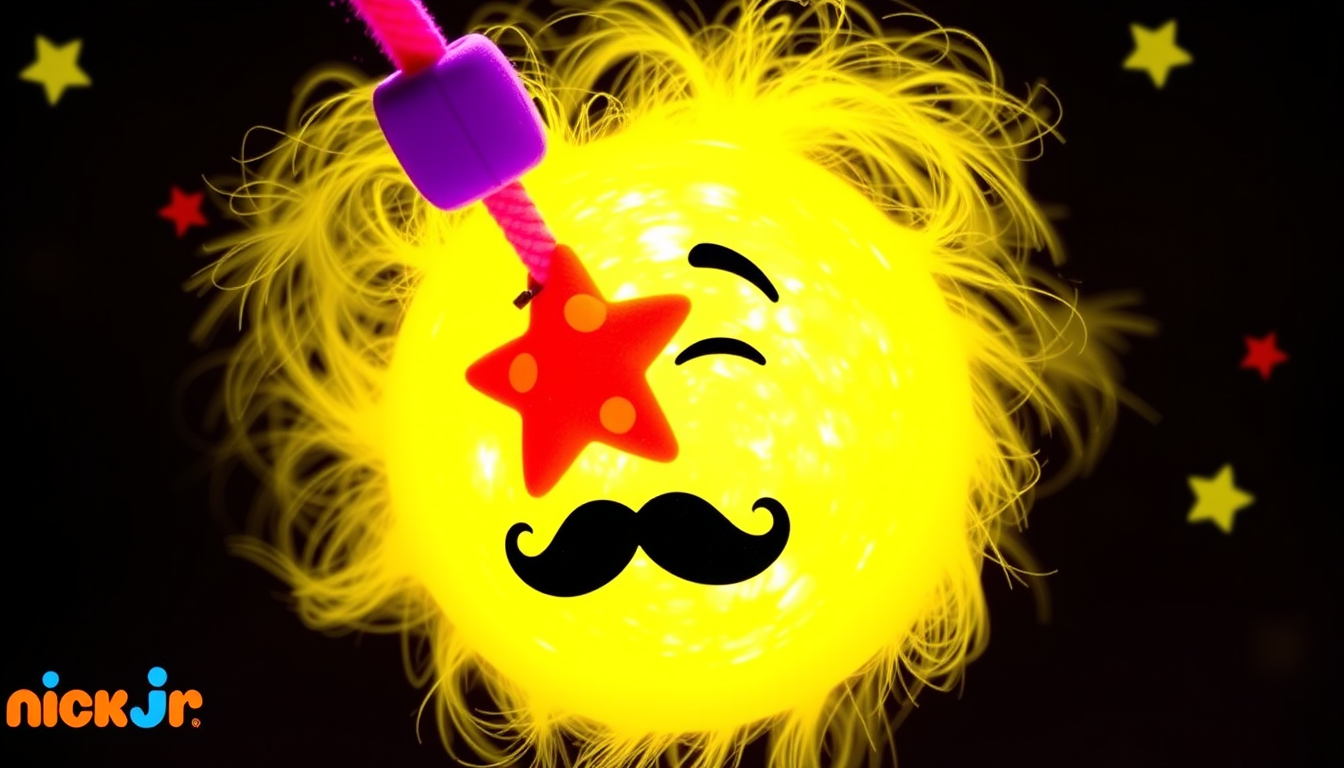 AI Art prompt example created from the prompt: Nickelodeon MUSIC nickjr.com/music lasso Star ⭐️ Purple 💜 ❤️ Red 💛Yellow 💛Yellow 💛Yellow 💛Yellow 🔥Fire jam jam jam jam jam jam jam jam