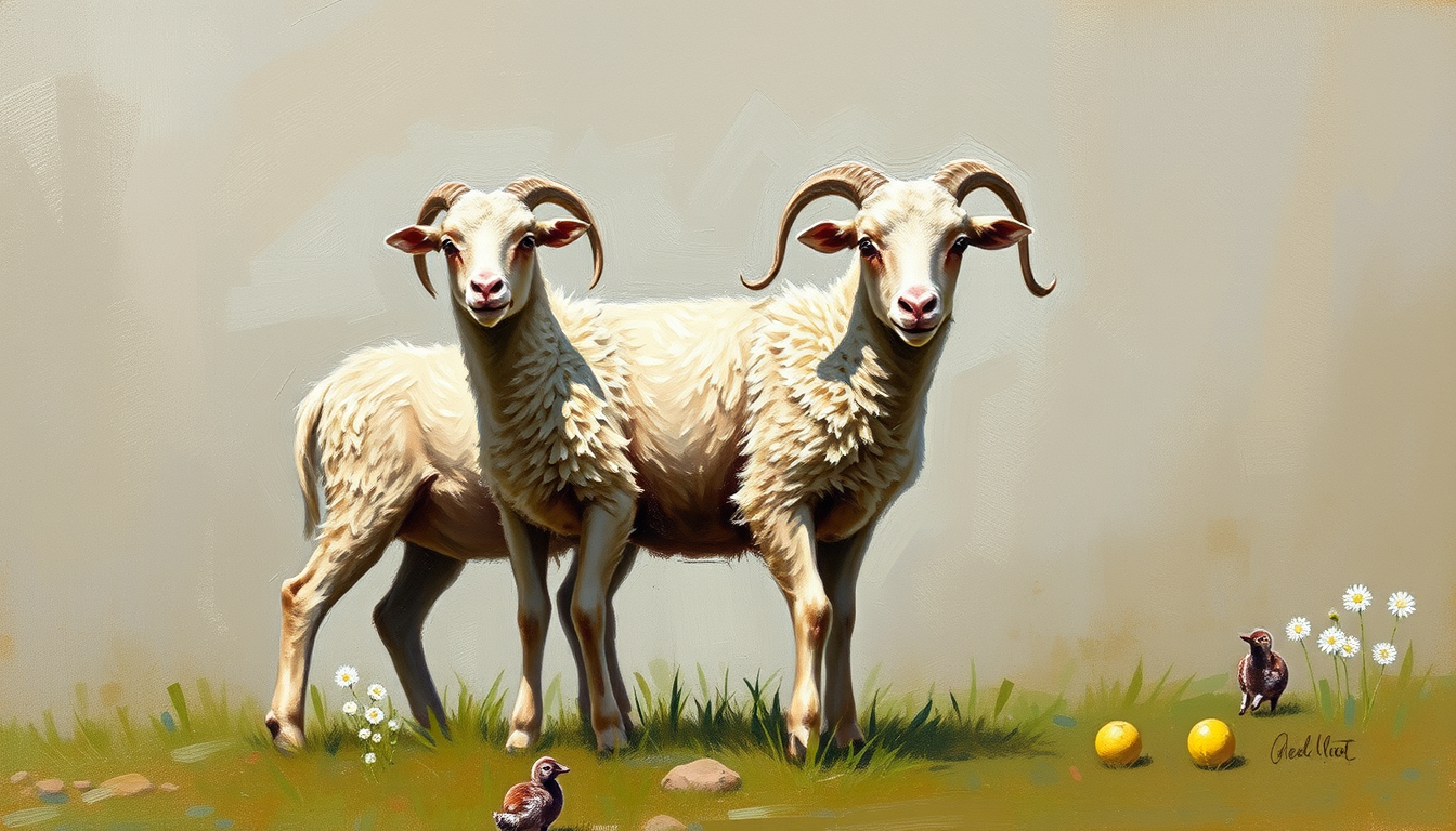 Main art studio: Pecore pascolano. L'immagine deve sembrare un dipinto a olio