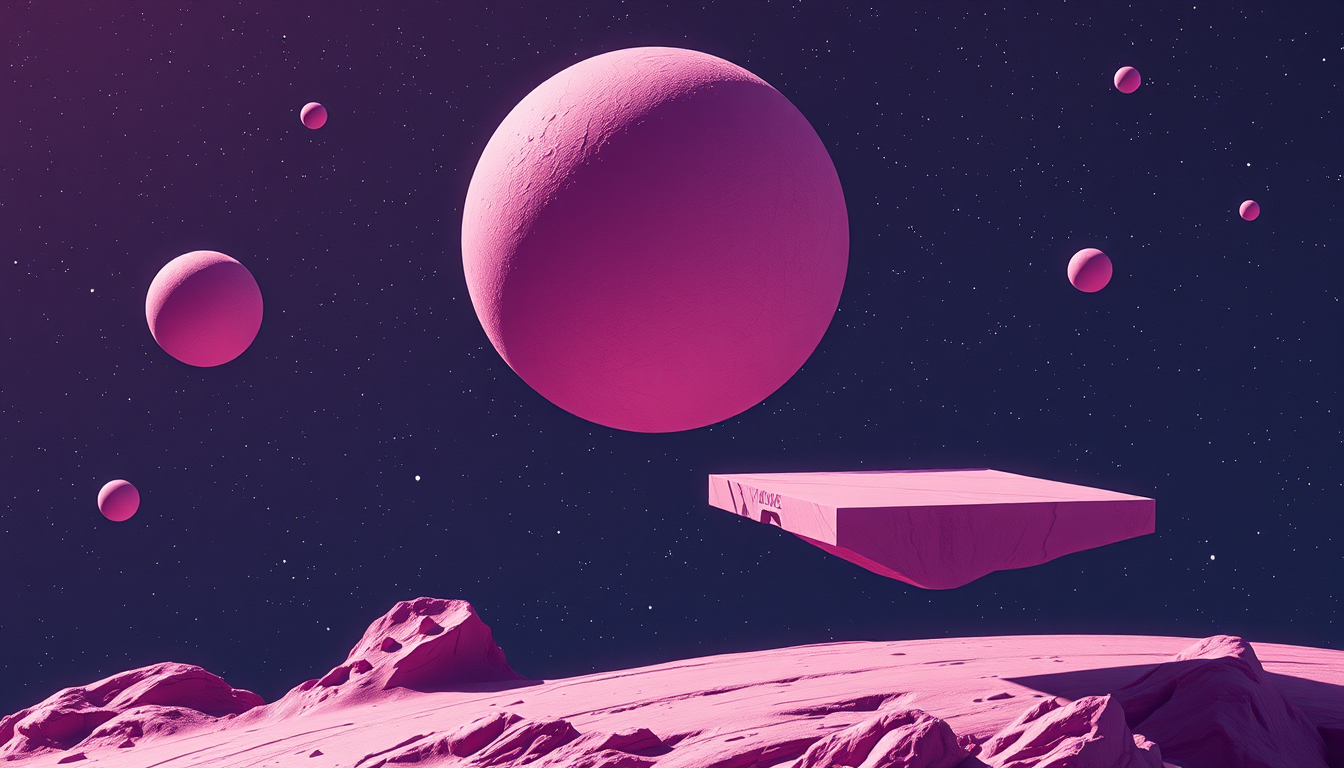 Main art studio: Just floating 80s like geomatircal forms floating on space. Openess and super minimal