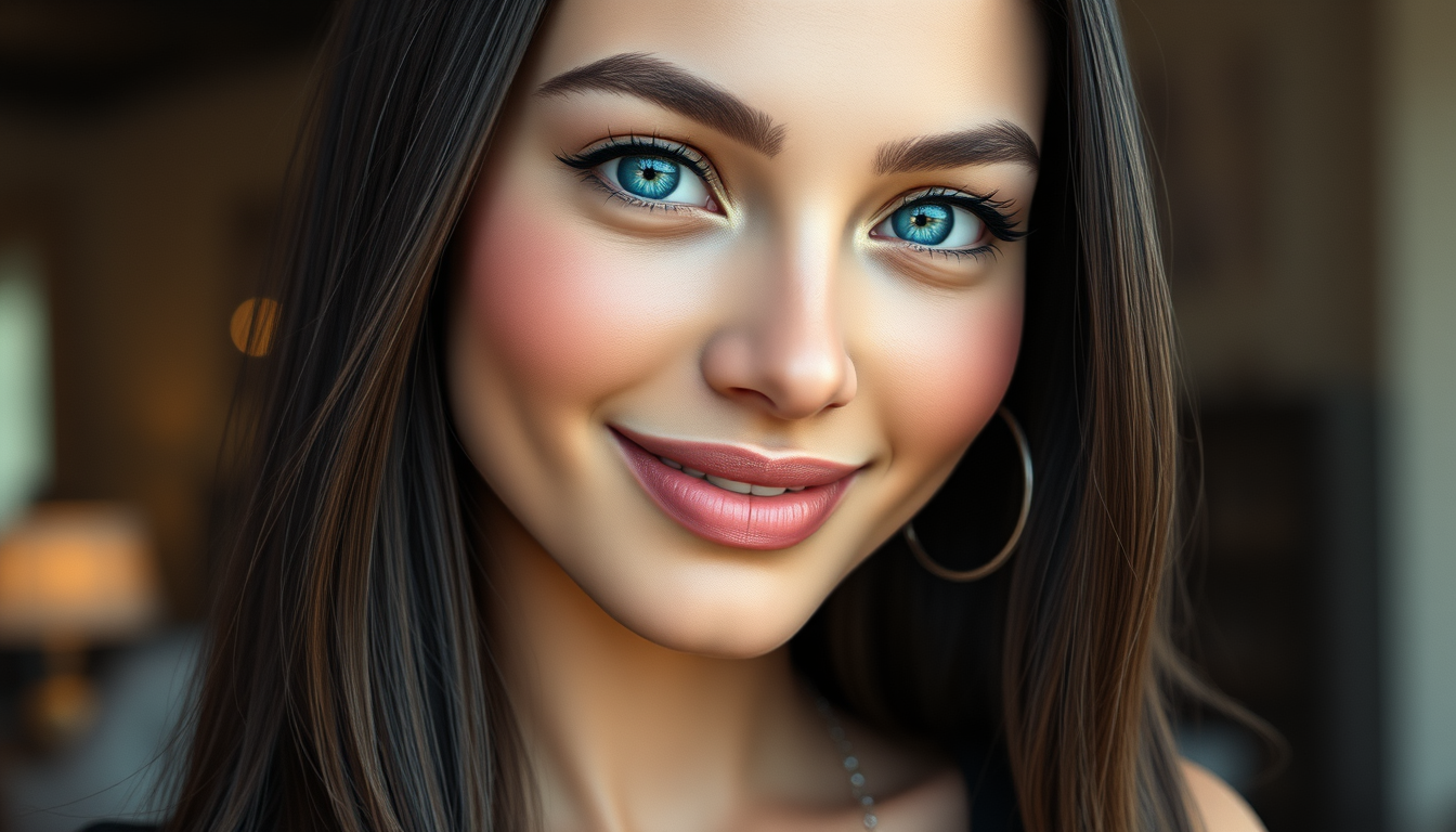 Realistic Images idea: photorealistic generated image, natural materials and skin texture, physically plausible lighting, A stunningly beautiful 21-year-old adult woman with