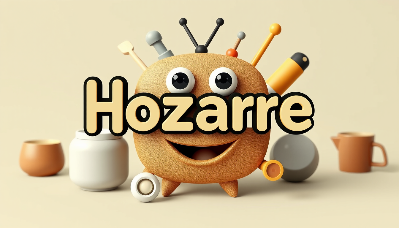 Main art studio: Create a logo for a TV programme that is called Hozarre because it interviews bizarre life of household object make the logo with like the title like 