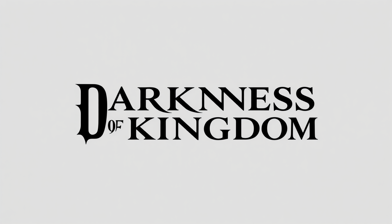 Logo idea: logo design, clean minimal mark, bold simple shapes, balanced composition, TEXT: DARKNESS OF KINGDOM. Write it letter by letter exactly. D-A-R-K-N-E-S