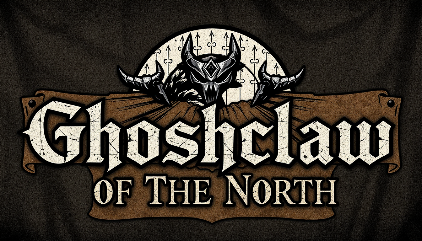 Main art studio: erstell mir für die Gruppe Ghostclaw of The North ein Logo in Richtung mittelalter Banner aber so das es zur Metal Szene passt mach es realistischer u