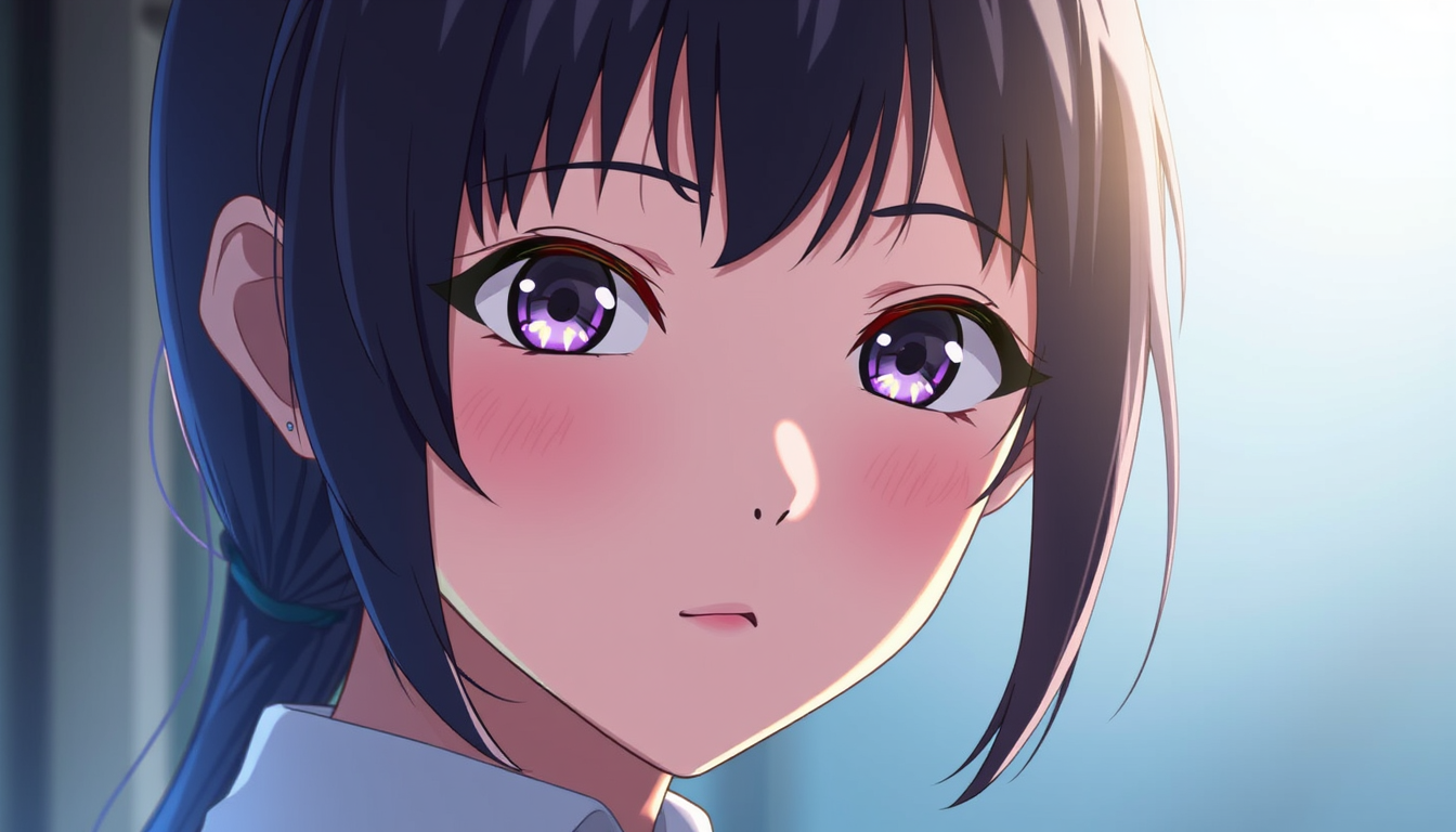 Main art studio: Close-up realistic 3D portrait of Misaki Saiki from Ghost Talker's Daydream.