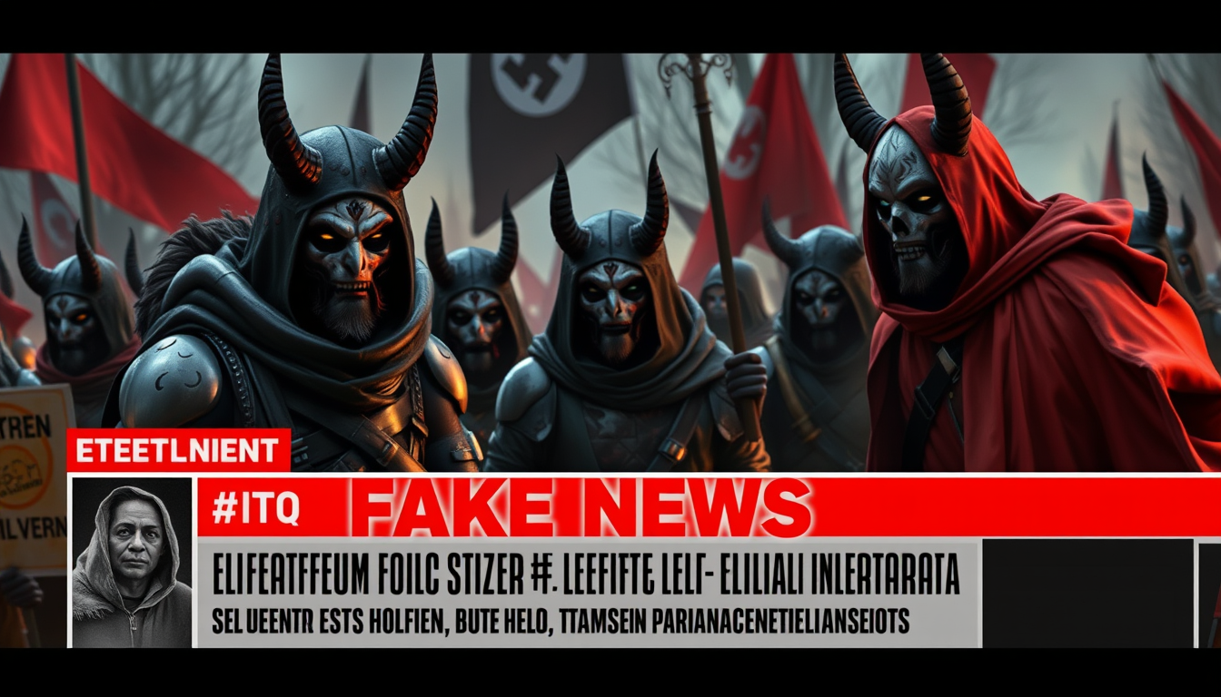 Main art studio: creame una imagen de una fake news que diga: noticia de ultima hora los therians se revelan y los nazis vuelven guardense en sus casas que la gente es