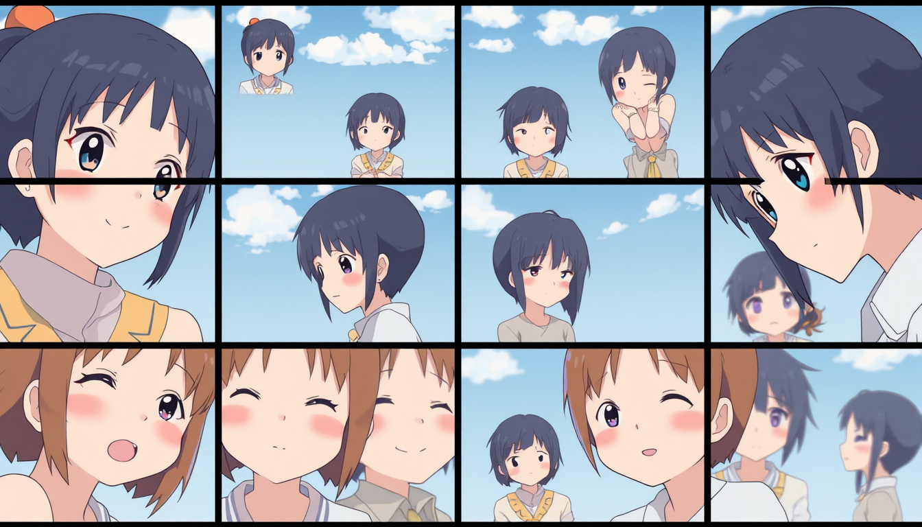 Sprite Sheet idea created from the prompt: a grid of animation frames sharing one character, scale, palette, and camera angle, deliberate composition, Manjiro sano , polished image, c