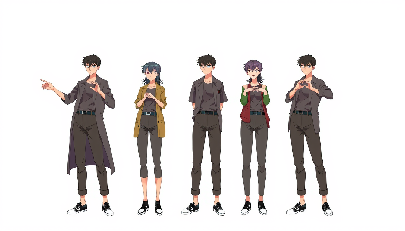 Pose idea created from the prompt: a clear single-character pose reference with readable weight, gesture, limb separation, camera angle, and simple clothing, deliberate compos