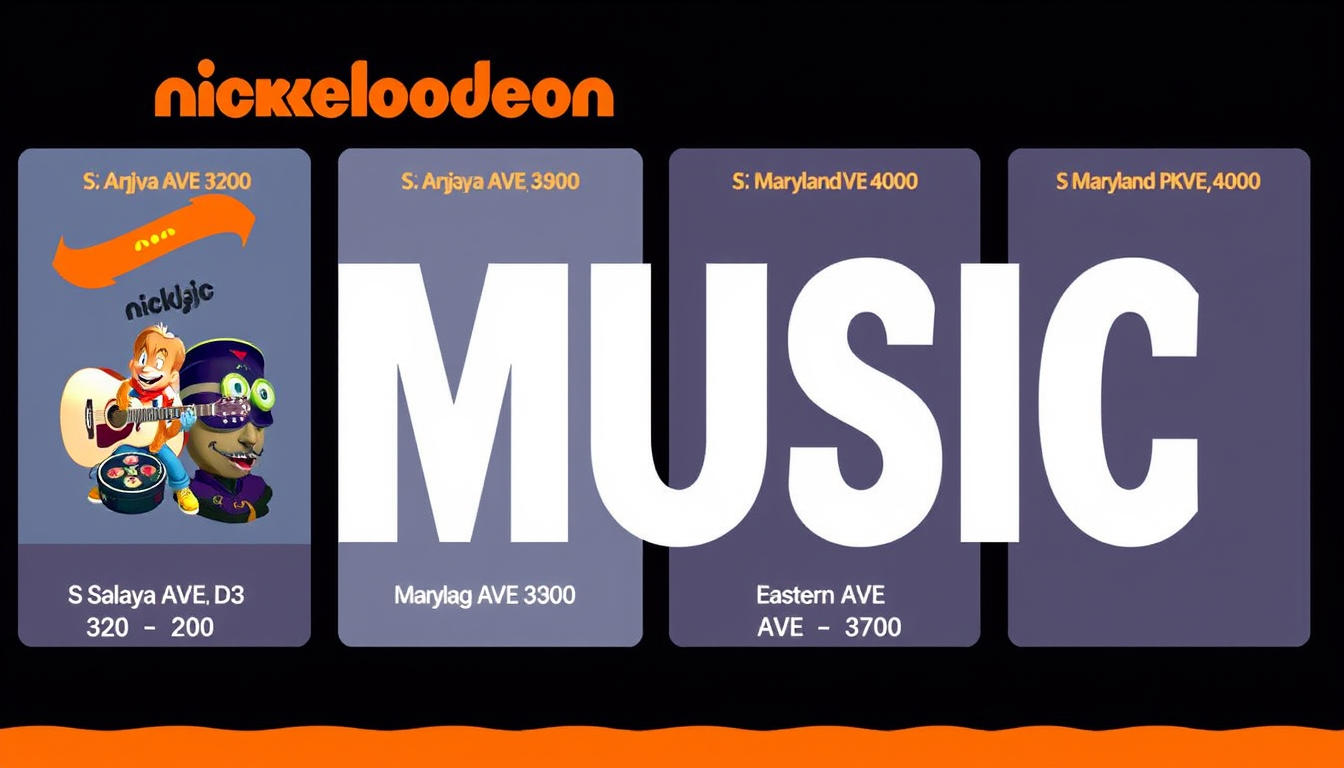 Main art studio: Nickelodeon MUSIC nickjr.com/music S Sahara AVE 3200 S Maryland Pkwy 4100 S Sahara AVE 3200 S Eastern AVE 3700
