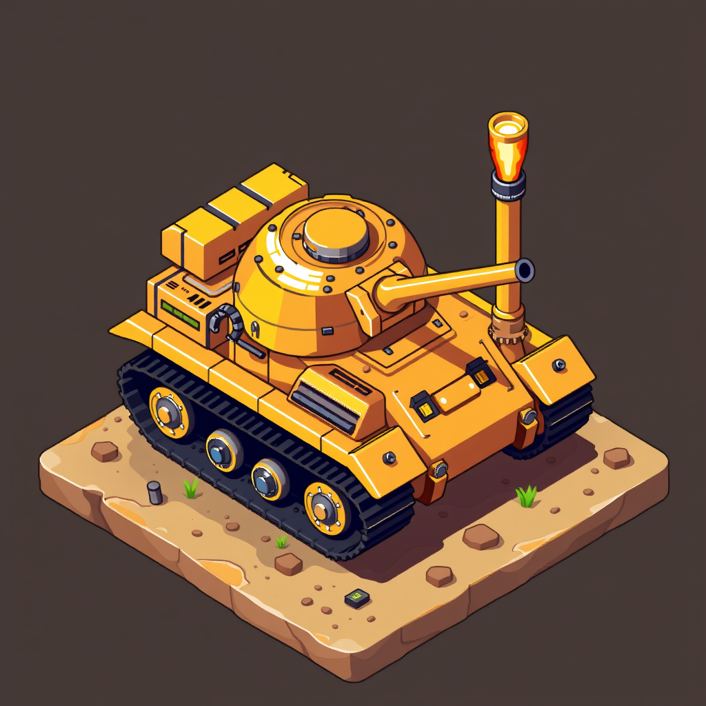 Main art studio: isometric tank driller, 8 directions, pixel art style