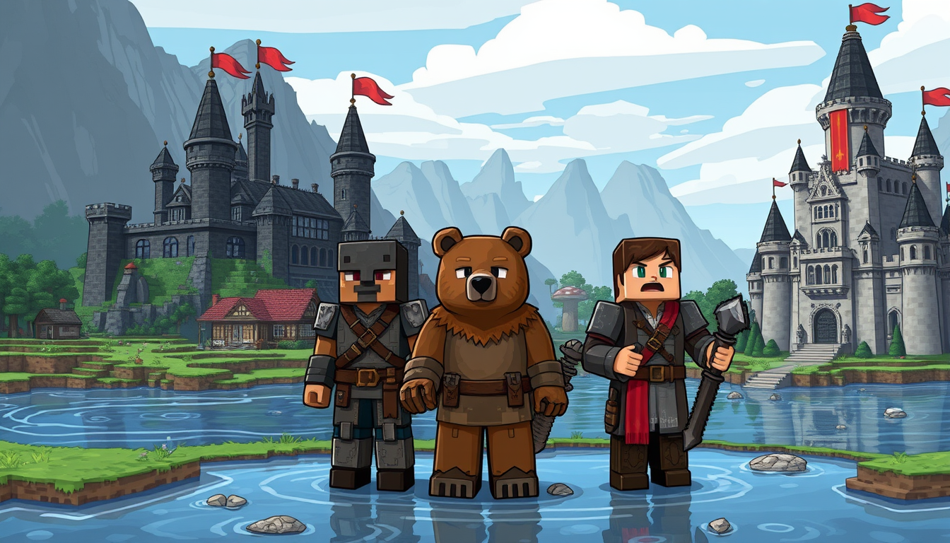 Main art studio: can you create a cartoony art style but make it look like it was drawn have some diferent skins but steve skins steve with netherite iron armour leath