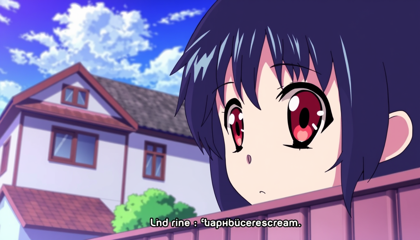 Anime idea created from the prompt: anime style, vibrant colors, expressive eyes, animescreencap, anime coloring, subrub, blue sky, house, , detailed anime illustration