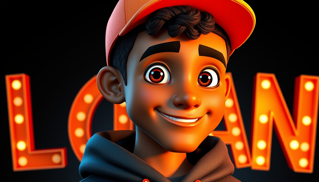 Word Art idea created from the prompt: decorative word art, stylized typography, artistic lettering, Create a cinematic 3D animated cartoon character, young Black man around 20 ye