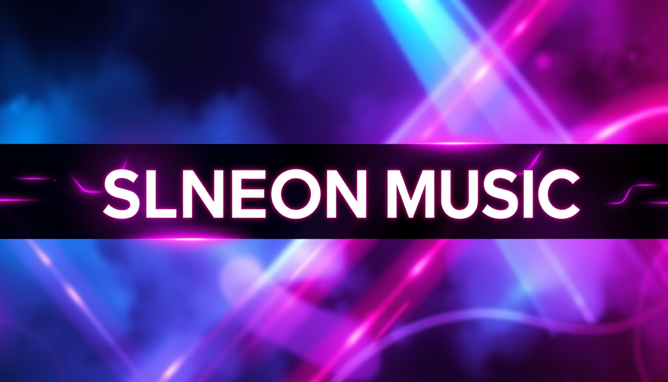 YouTube Banner idea created from the prompt: youtube channel banner, wide 16:9 composition, bold branding graphics, dj music video channel yotube banner create channel name SLNEON MUSIC
