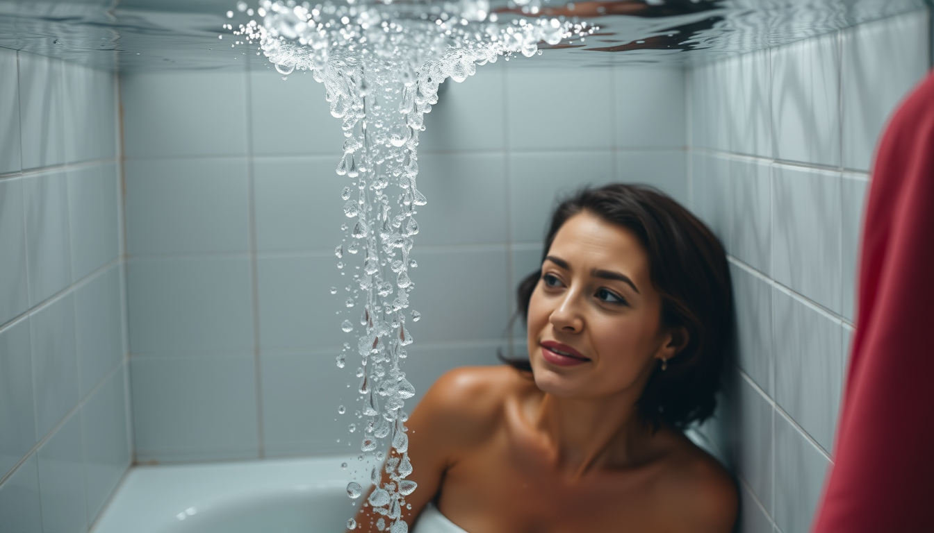 Main art studio: Eine frau unter der dusche