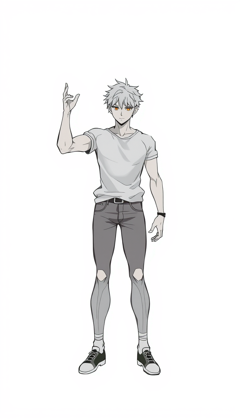 Pose idea created from the prompt: a clear single-character pose reference with readable weight, gesture, limb separation, camera angle, and simple clothing, deliberate compos