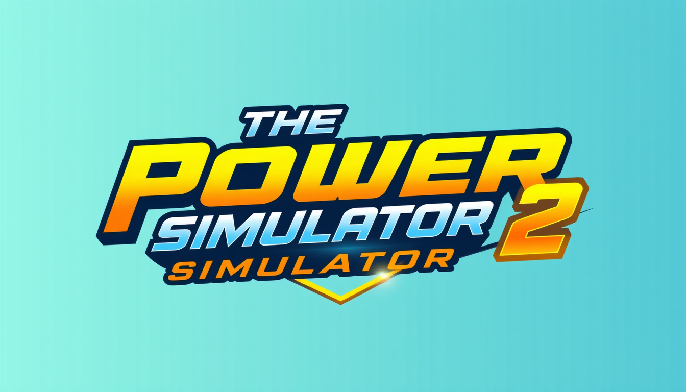 Logo idea: logo design, clean minimal mark, bold simple shapes, balanced composition, Gaming logo for "The Power Simulator 2", bold futuristic typography, bright