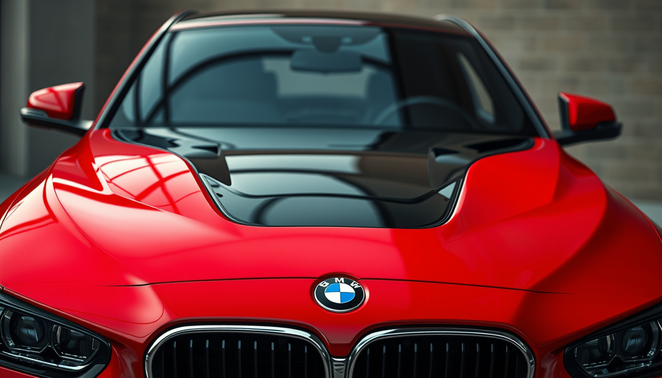 Realistic Images idea: photorealistic generated image, natural materials and skin texture, physically plausible lighting, create bmw modify car red and black mix wallpaper m