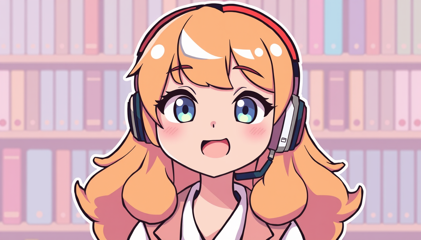 VTuber idea: vtuber avatar character, anime style, expressive face, streaming-ready design, librarian , clean vtuber model illustration