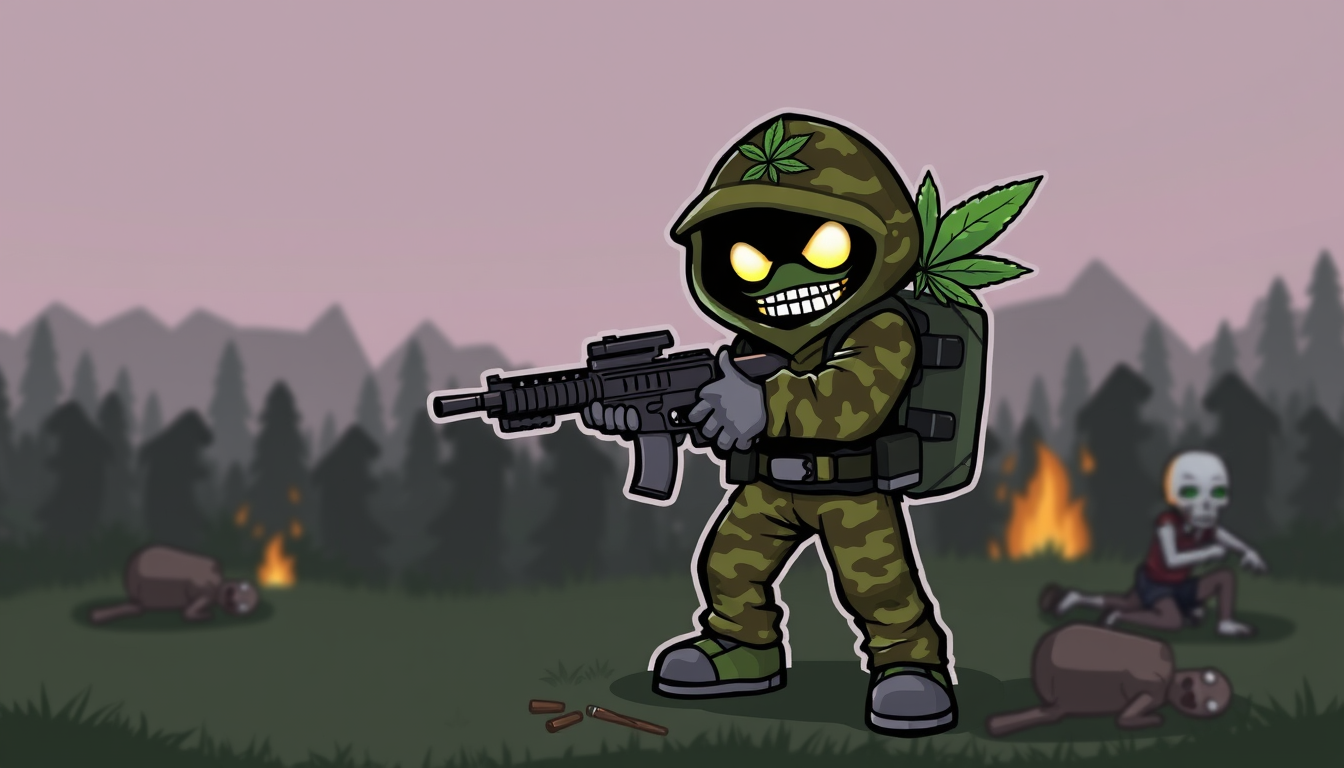 Main art studio: Please create mascot to be used as display pic on twitch. I want it to incorporate my user name which is Kid_Cannabis. I play dayz so want it to incor