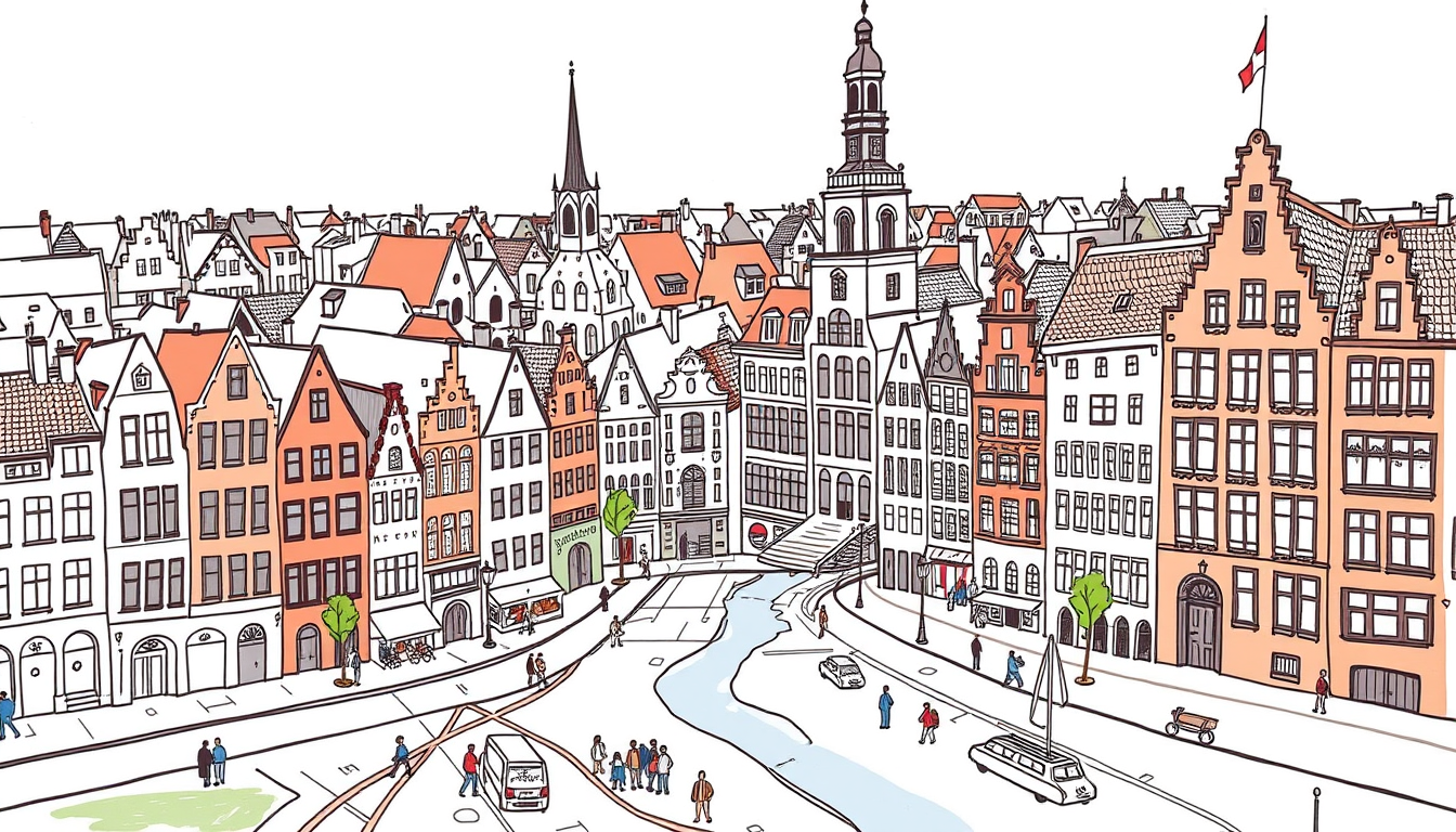 Main art studio: can you make a stylised sketch // visual of a Utrecht map treasure hunt, qugato style