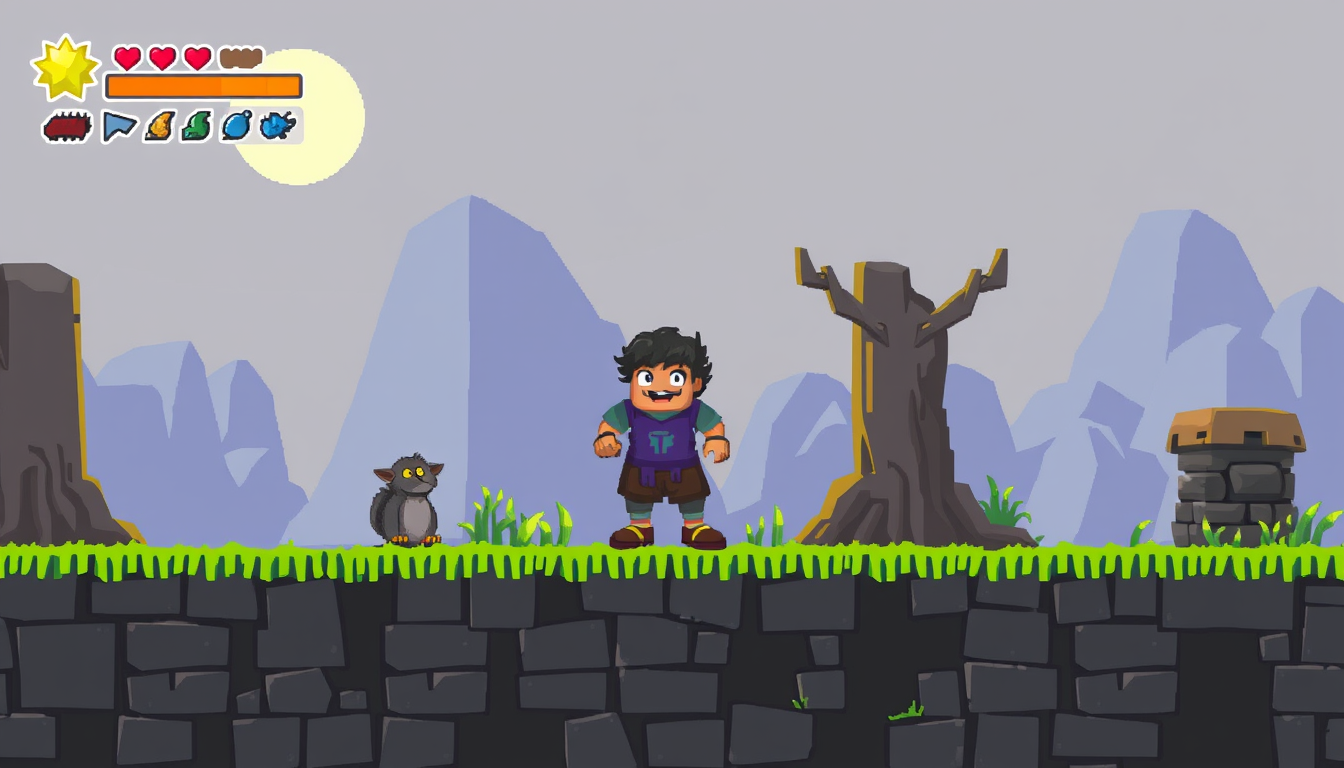 Main art studio: faça um SPRITES de um personagem para um jogo de plataforma simples para eu colocar em um jogo