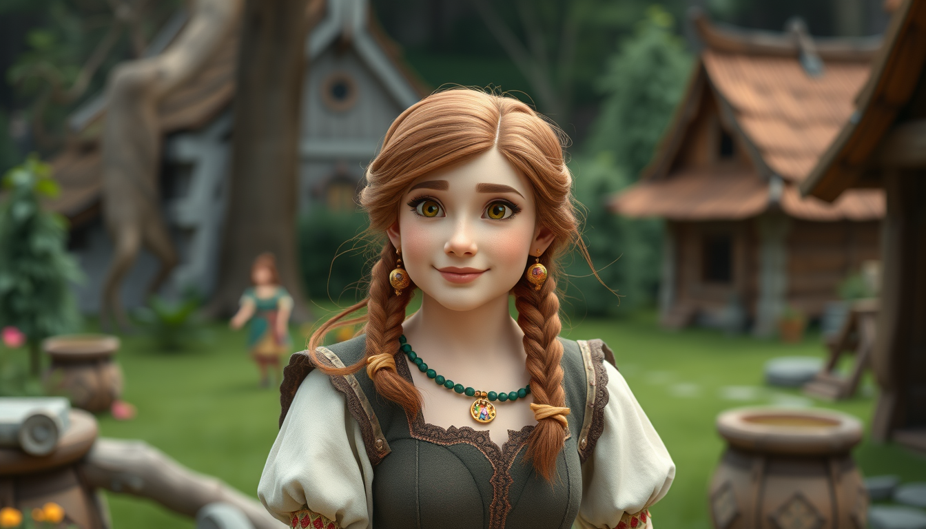 Main art studio: an adult female villager from the show sofia the first