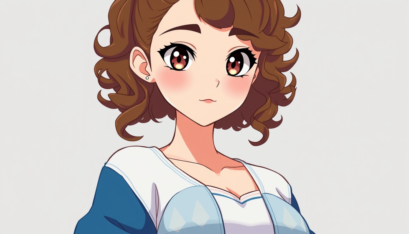 VTuber Avatar idea created from the prompt: vtuber avatar, anime style bust, expressive eyes, streaming overlay ready, tall whit and blue sleave with a blake torso jaket hazle eyse bro