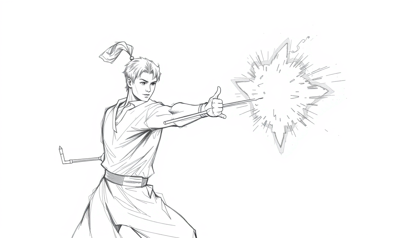Drawings idea: drawing style, clean pencil lines, expressive sketch detail, clear subject silhouette, Dion from raising dion fighting pat , high quality AI drawing, 