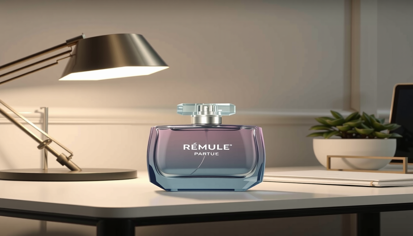 Main art studio: Slow smooth camera push-in toward the perfume bottle. Keep the exact product unchanged, upright and perfectly sharp. Subtle realistic movement, premiu