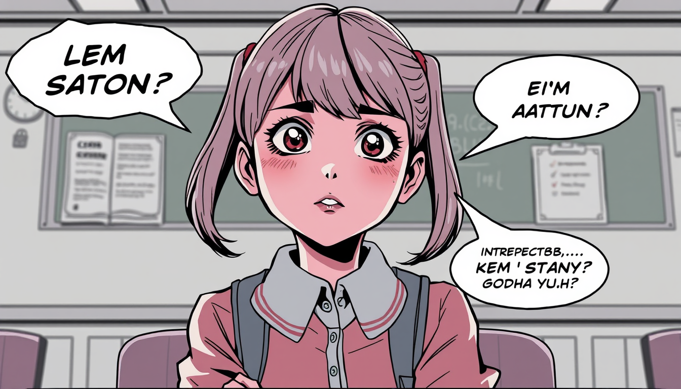 AI Comic idea created from the prompt: comic panel, bold inks, halftone shading, speech-bubble ready composition, Кадр 1. Знакомство с Полиной, обычный школьный день. Нарисуй 8‑ле