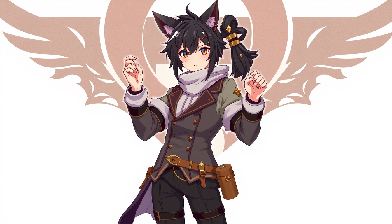 Characters idea: original character design, detailed outfit and accessories, expressive personality, Cateoman anime style , character concept art illustration
