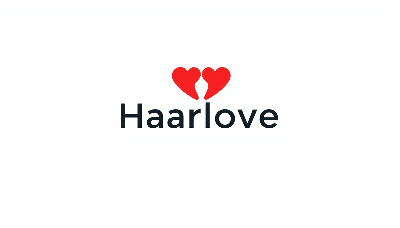 Logo idea: logo design, clean minimal mark, bold simple shapes, balanced composition, (Haarliebe 2020)und dann beide 2en sollen vor sich stehen wie ein Herz und 