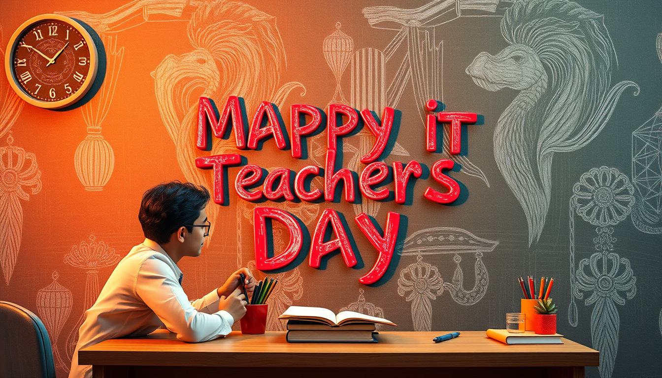 Main art studio: amke me a ai video on the theme of teachers day make it morden type