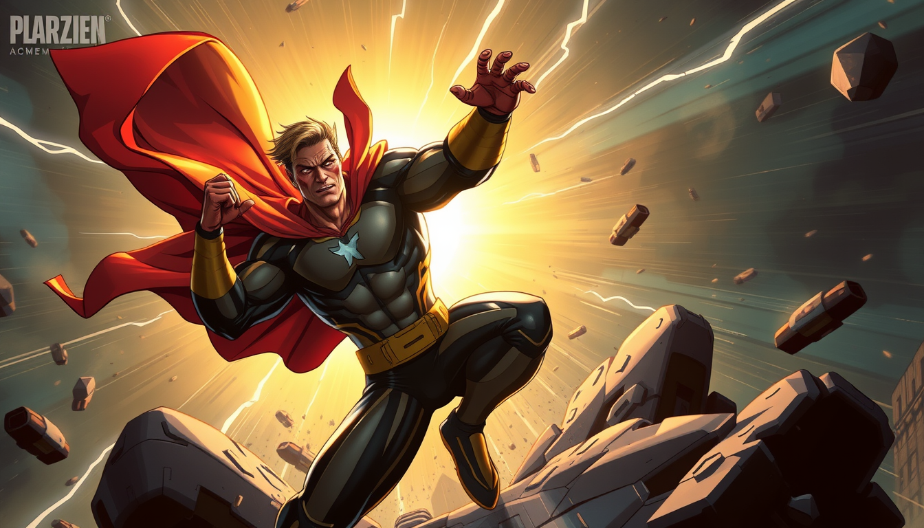 Superhero idea created from the prompt: original superhero character design, dynamic pose, bold costume, dramatic lighting, comic art energy, fais moi un dieu méchant sur un trône 